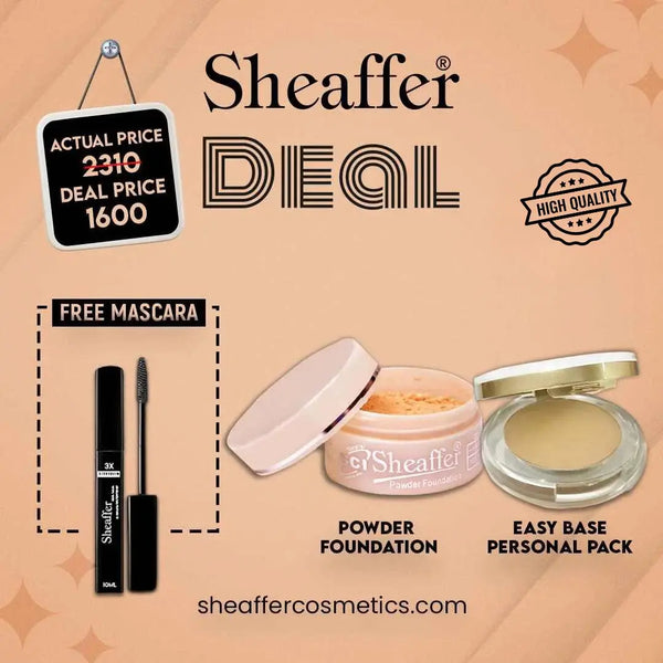 Sheaffer Everyday Bundle - Powder Foundation, Base & Free Mascara