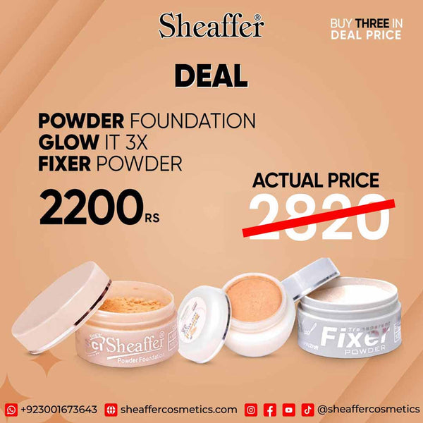 Sheaffer Glow & Fix Set - Powder Foundation, Glow It & Fixer Powder