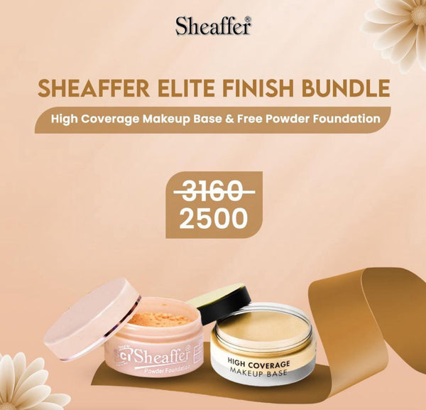 Sheaffer Elite Finish Bundle-High Coverage Makeup Base & free powder foundation
